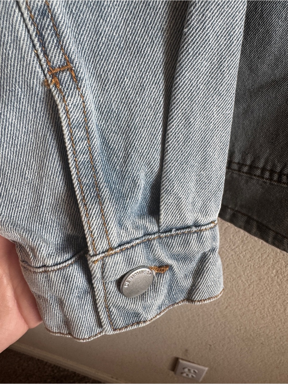 Altar'd State Light Blue Denim Jacket with Cream Collar - Picture 7 of 8